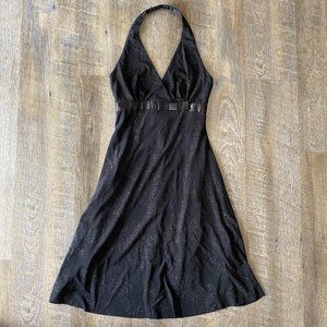 2000s Black Shimmer Babydoll Halter Dress
